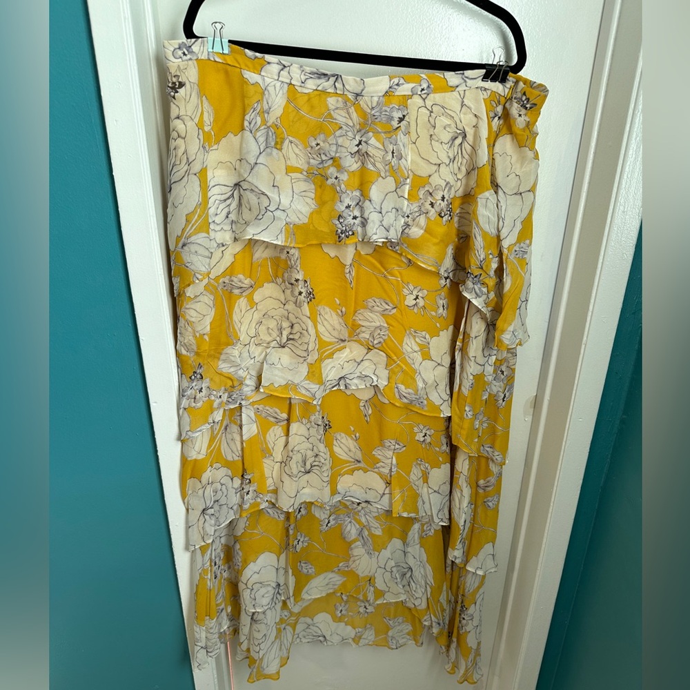 ANTHROPOLOGIE Floral Chiffon Tiered Maxi Skirt size 18W